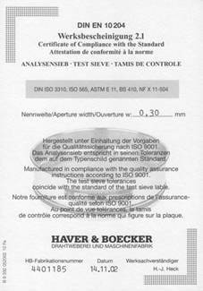 Лабораторные аналитические сита HAVER&BOECKER