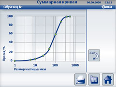 Графический интерфейс воздухоструйного ситового аппарата Hosokawa ALPINE e200LS