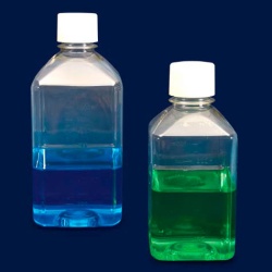 Бутыль квадратная ISOLAB 1000 мл, для сред, с винтовой крышкой, стерильная, прозрачный PET