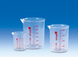 Стакан мерный VITLAB 250 мл, красная шкала, PMP