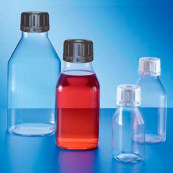 Бутыль Kautex узкогорлая "ClearGrip" 500 мл, PP, квадратная с низкими плечами, Ø 45 мм, прозрачный цвет, без крышки