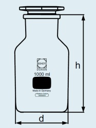 Бутыль DURAN Group 1000 мл, NS60/46, широкогорлая, с пробкой, коричневое стекло