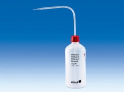 Промывалка VITLAB безопасная, 500 мл, узкое горло, маркировка "Toluol", PE-LD, с винтовой крышкой из PP