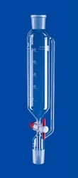 Воронка капельная цилиндрическая Lenz 250 мл, NS29/32, с градуировкой, PTFE кран, с противодавлением, стекло