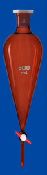 Воронка делительная грушевидная Lenz 50 мл, без градуировки, PTFE кран, коричневое стекло