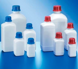 Бутыль Kautex узкогорлая 1000 мл, HDPE, квадратная, Ø 32 мм, естественный цвет, без крышки