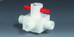 Кран трехходовой Bohlender Ø 4 мм, форма L, GL14, PTFE