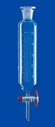 Воронка делительная цилиндрическая Lenz 250 мл, с градуировкой, PTFE кран, стекло