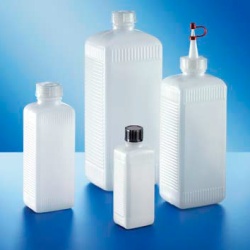 Бутыль Kautex узкогорлая 100 мл, HDPE, прямоугольная, Ø 18 мм, естественный цвет, без крышки