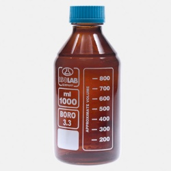 Бутыль ISOLAB 250 мл, GL45, с крышкой и сливным кольцом, тёмное стекло