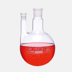 Колба круглодонная двухгорлая ISOLAB 100 мл, шлифы параллельные: центральный NS24/29, боковой NS19/26, стекло
